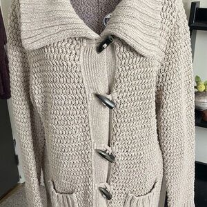 Talbots Beige Knit Cardigan with Toggle Closures